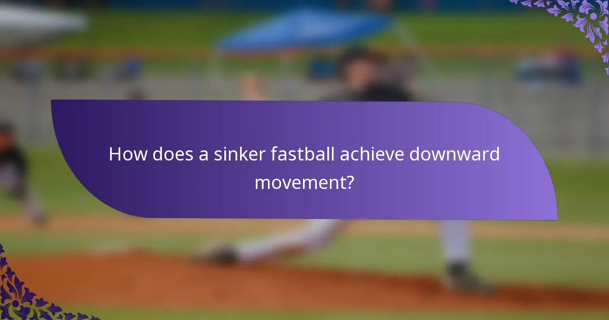 How does a sinker fastball achieve downward movement?