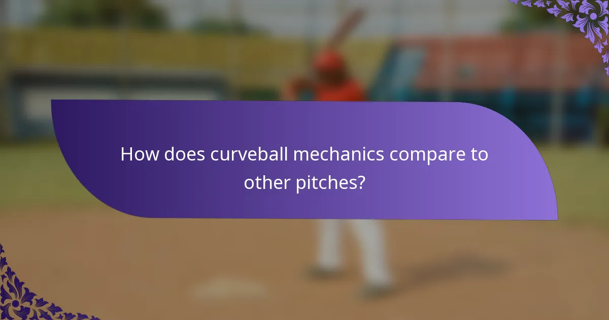 How does curveball mechanics compare to other pitches?